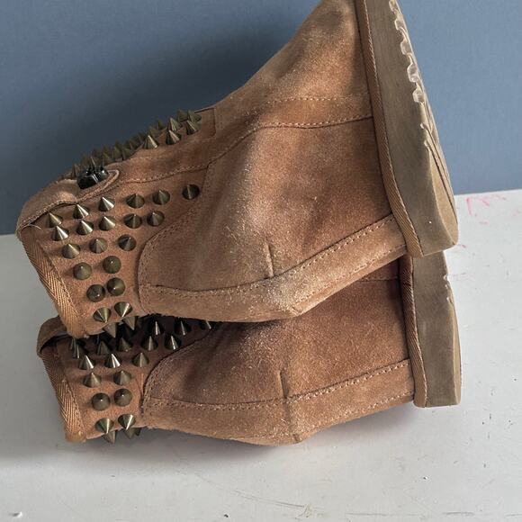 Ash‎ boots women's size 9.5 shearling leather skull studded Yahoo wedge brown - Picture 11 of 16
